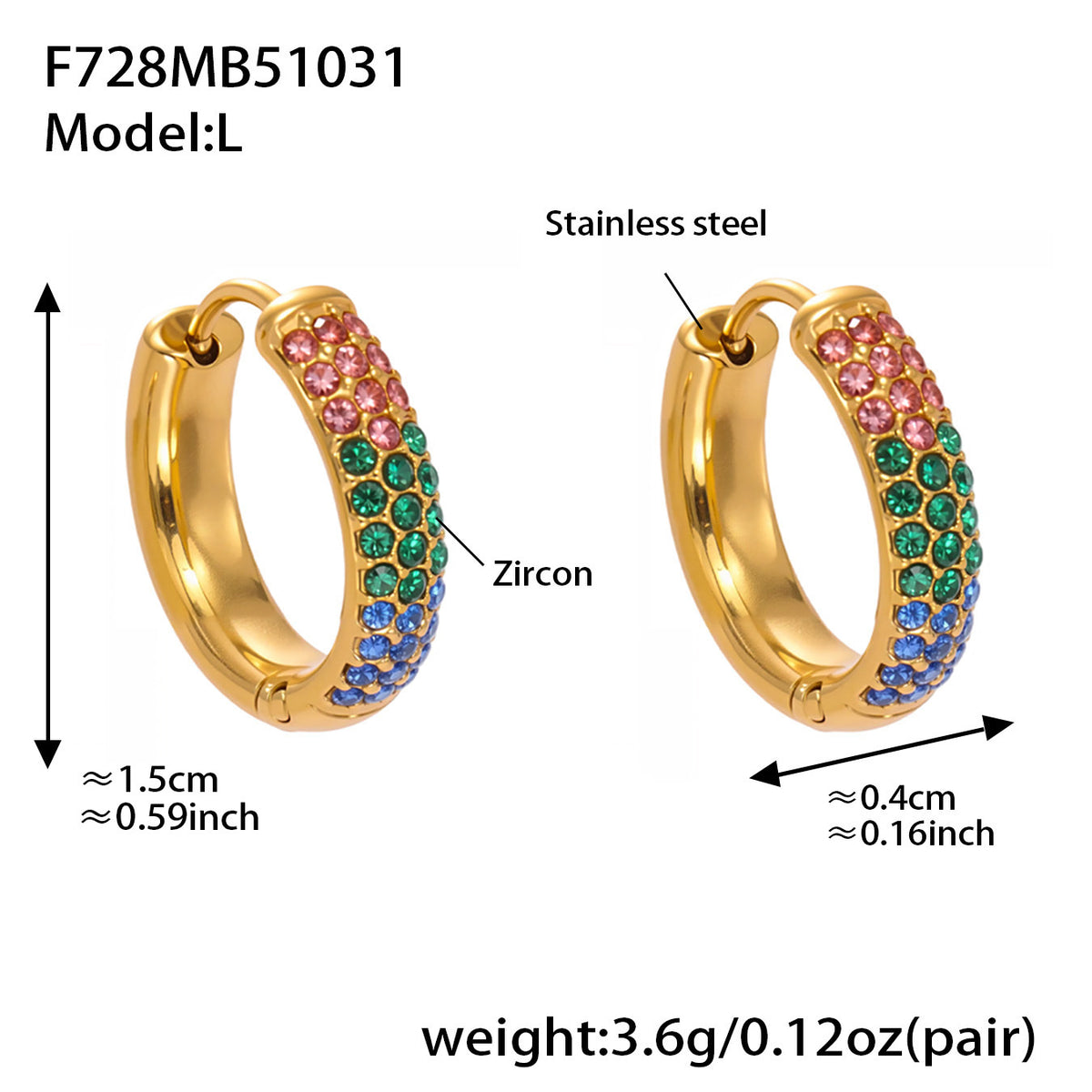 18K Gold-Plated Cubic Zirconia U-Hoop Earrings