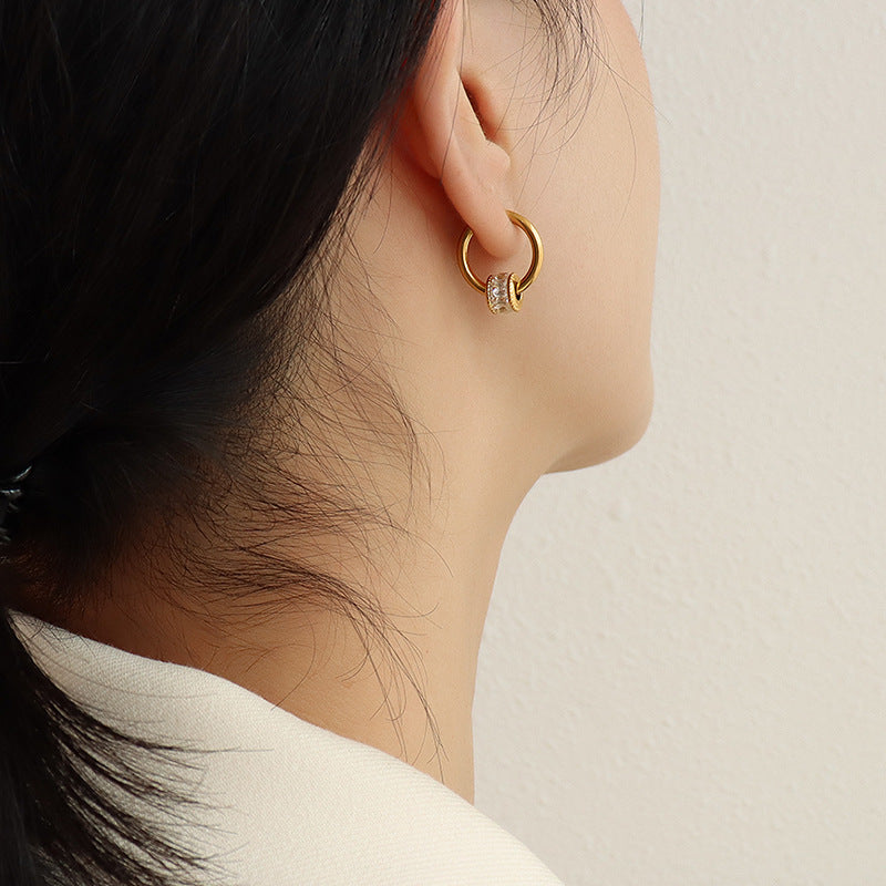 Cubic Zirconia Sculptural Hoop Earrings & Necklace