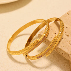 Open Cubic Zirconia Accent Bangle Bracelet