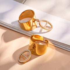 Cubic Zirconia Wide Open Band Ring