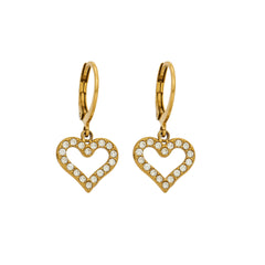 Gold-Tone Cubic Zirconia Open Heart Drop Earrings