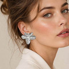 18K Gold-Plated Hammered Flower Stud Earrings
