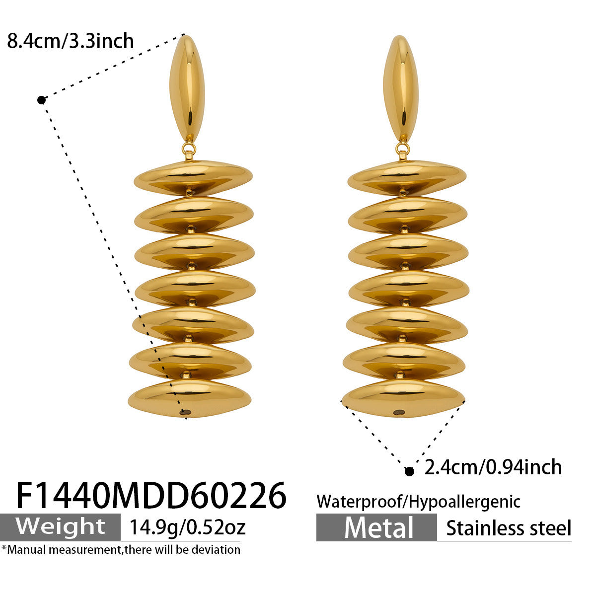 Polished Stacked Disc Drop Earrings