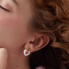 Nicolette Enamel Ceramic Heart Stud Earrings