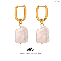 Gold-Tone Irregular Freshwater Pearl Drop Earrings