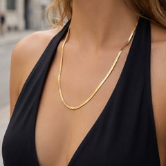 Gold-Tone Flat Snake Chain Necklace