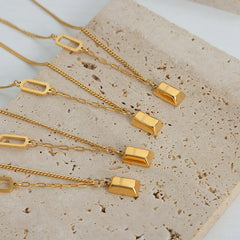 Gold-Tone LOVE and GOLD Inscription Necklace