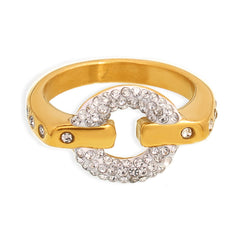 18K Gold-Plated Sparkling Open Link Ring