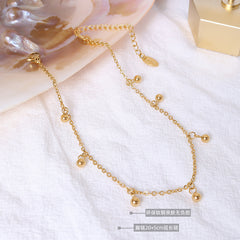 Gold-Tone Bead Charm Anklet