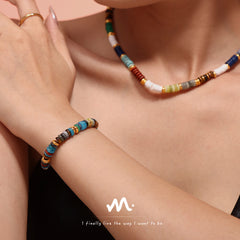 Multicolor Natural Stone Bead Necklace and Bracelet
