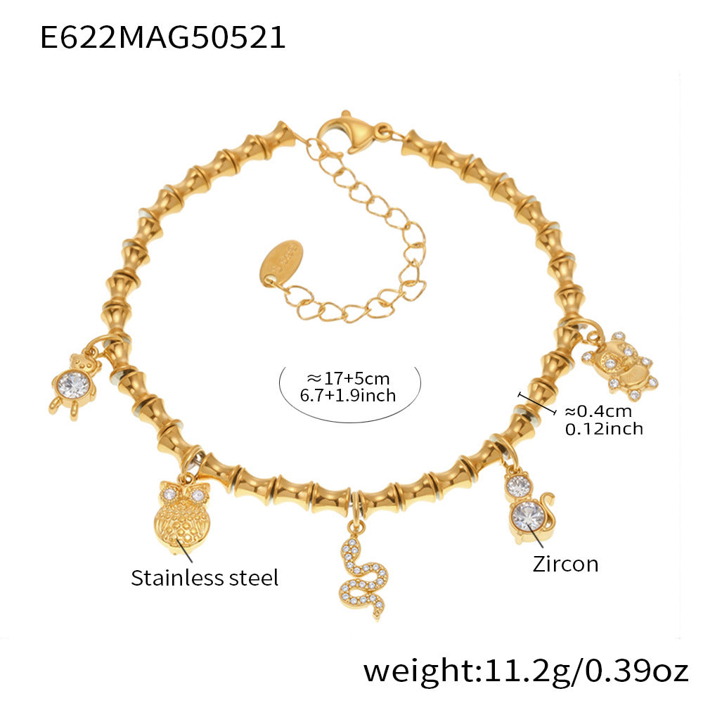 Gold-Tone Cubic Zirconia Charm Bracelet or Anklet
