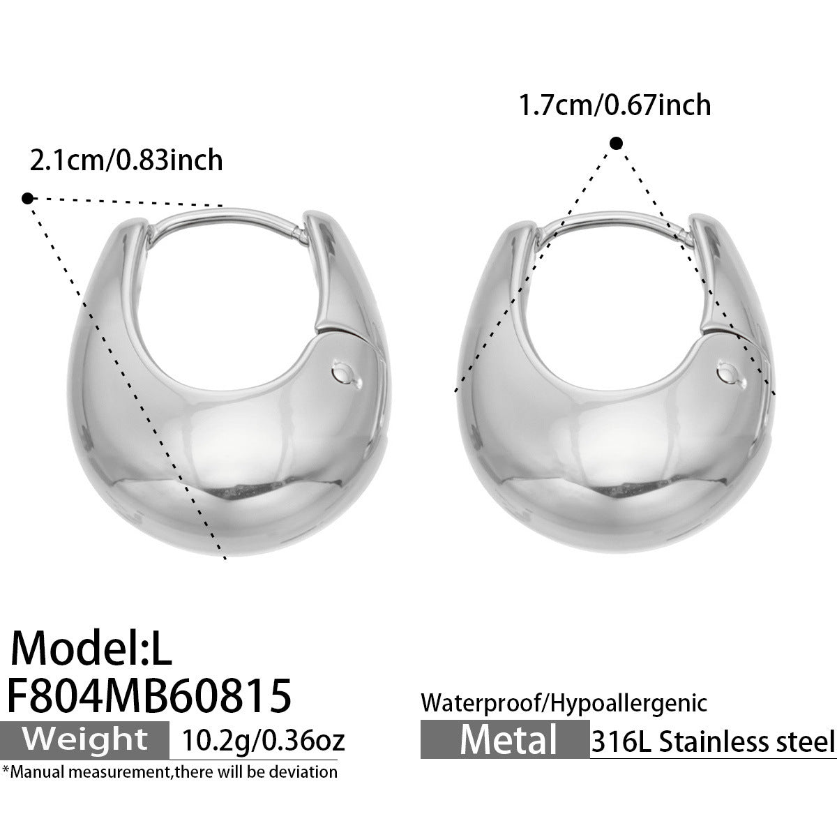 Polished U-Shaped 316L Stainless Steel Earrings