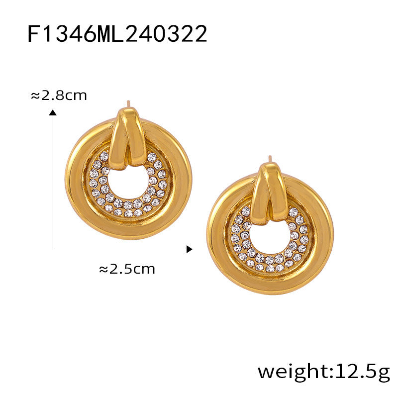 Stone-Accent Circular Drop Earrings