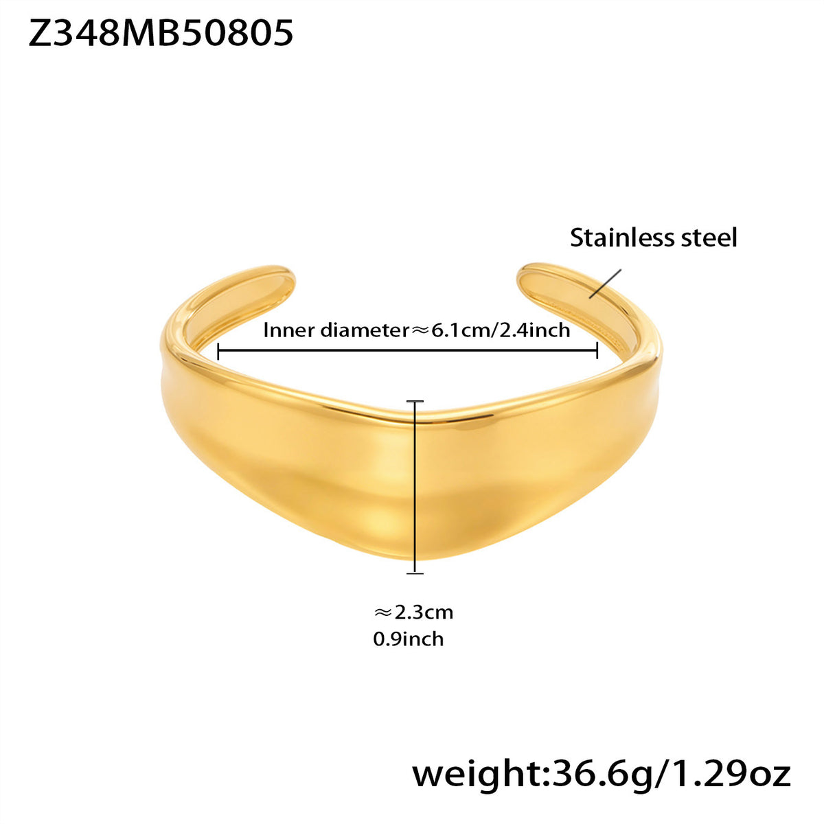 Sculptural Stainless Steel Open Cuff Bracelets