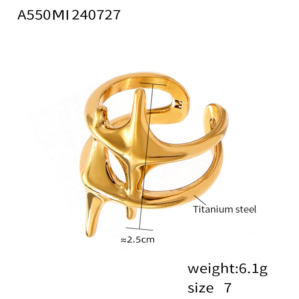 18K Gold-Plated Starburst Open Ring