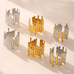 Sculptural Irregular Open Ring in Gold or Two-Tone