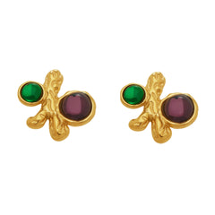 Sculptural Branch Colored Stone Stud Earrings