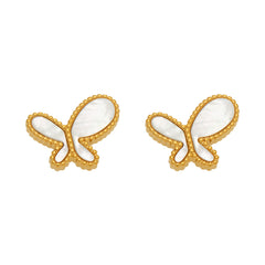 18K Gold-Plated Mother-of-Pearl Butterfly Stud Earrings