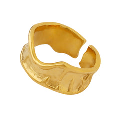 18K Gold-Plated Sculptural Crinkled Band Ring