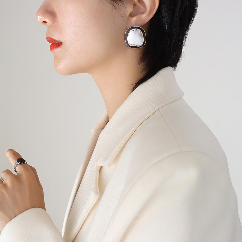 18K Gold-Plated & Silver-Tone Oval Stud Earrings