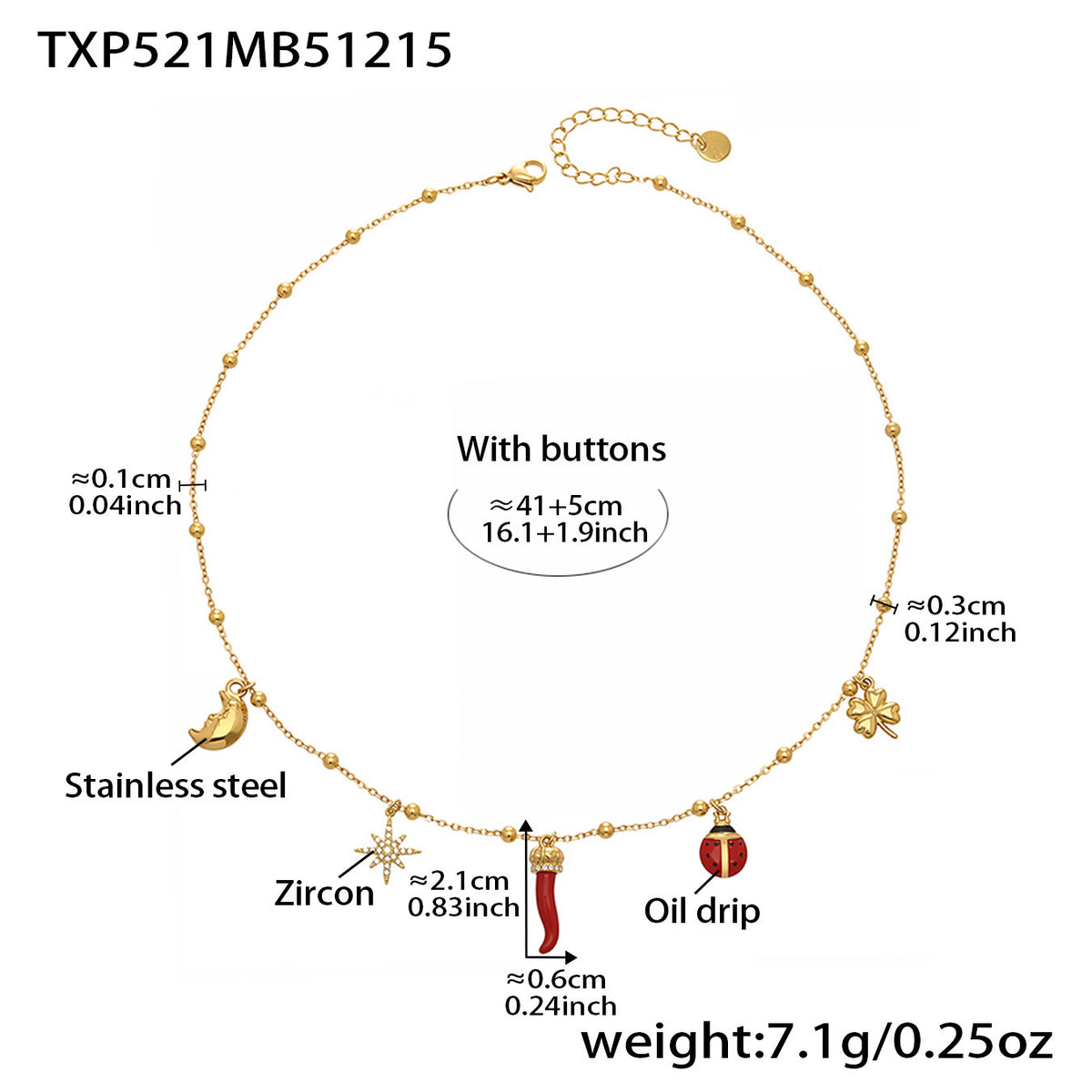 18K Gold-Plated Lucky Charm Necklace & Bracelet