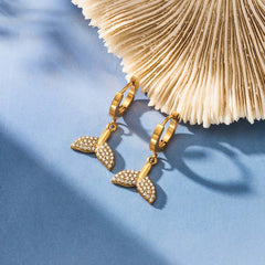 Mermaid Tail Cubic Zirconia Charm Earrings