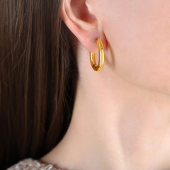 18K Gold-Plated Smooth U-Hoop Earrings