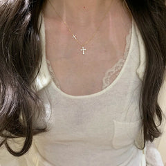 Camille Dainty Pavé Cross Necklace