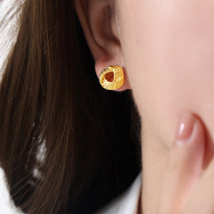 Sculptural Woven Round Stud Earrings