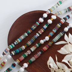 Multicolor Natural Stone & Freshwater Pearl Necklace