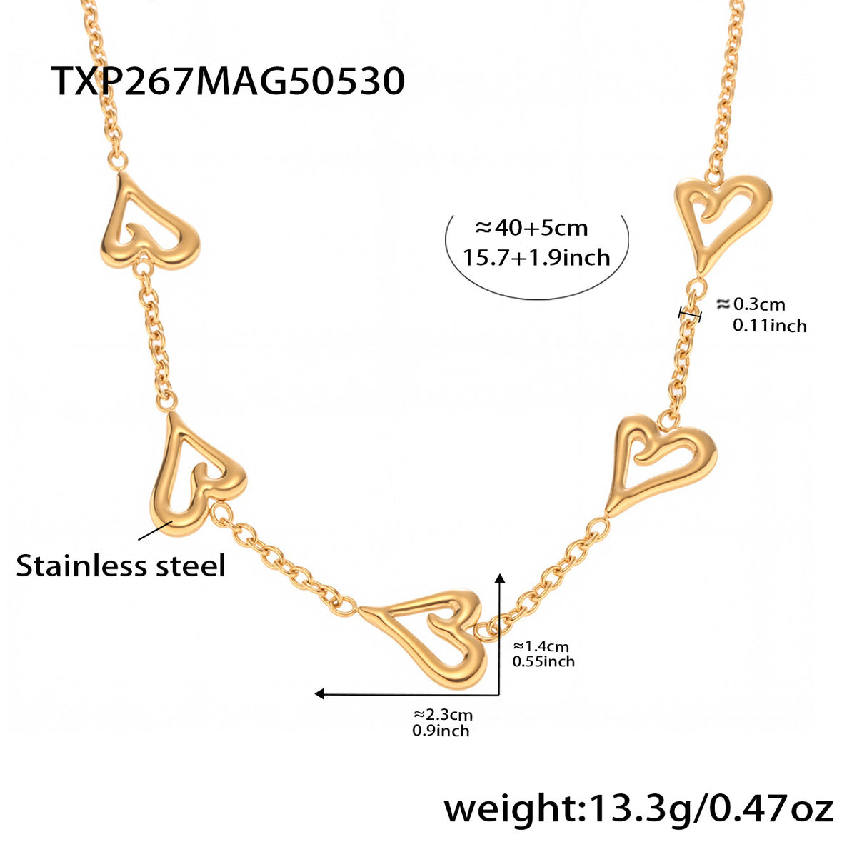 18K Gold-Plated Open Heart Necklace or Bracelet