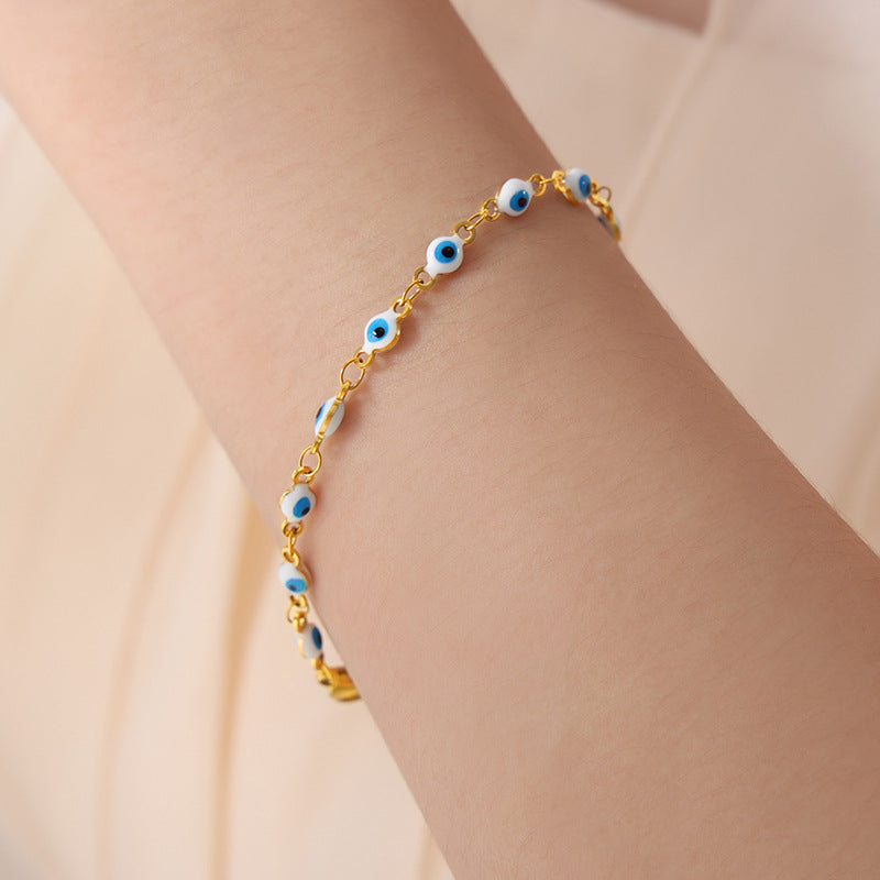 Enamel Eye Motif Necklace or Bracelet