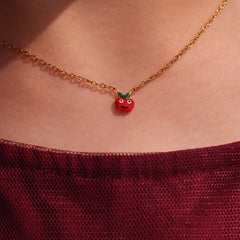 Red Apple Enamel Necklace, Bracelet, Ring & Earrings
