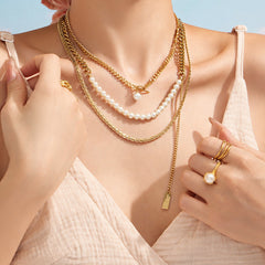 Pearl-Look Layered & Toggle Necklaces