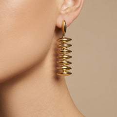 Polished Stacked Disc Drop Earrings