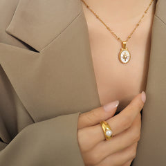 Starburst Oval Pendant Necklace and Earrings