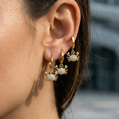 18K Gold-Plated Cubic Zirconia Crab Earrings