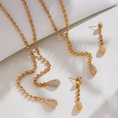 18K Gold-Plated Bead Chain Drop Jewelry