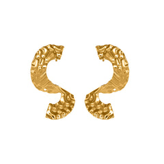 18K Gold-Plated Hammered S-Curve Earrings