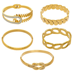 18K Gold-Plated Geometric Bangle Bracelet