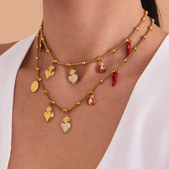 Heart and Chili Charm Necklace or Pendant