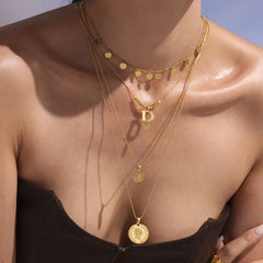 18K Gold-Plated Triple Layer Coin Necklace