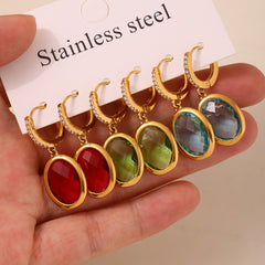 Faceted Oval Czech Glass Drop Earrings