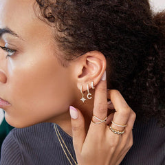 Nadine Asymmetric Pavé Star Stud Earrings