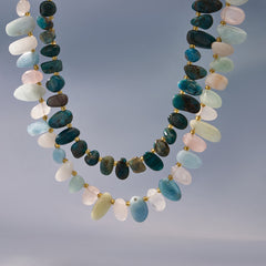 Blue-Gray Stone or Amazonite Beaded Necklace