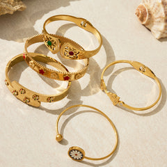 18K Gold-Plated Colored Accent Bangle Designs