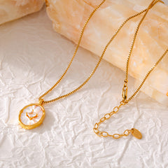 18K Gold-Plated Shell Pendant Necklace & Chain