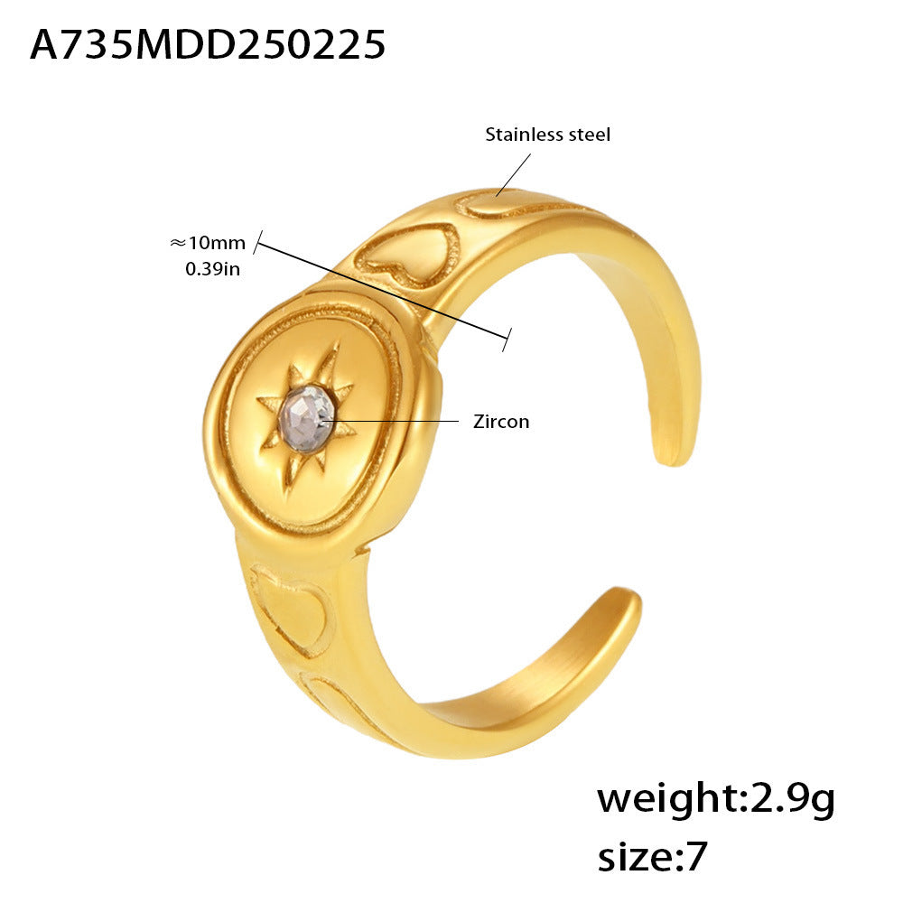Cubic Zirconia Starburst Detail Ring