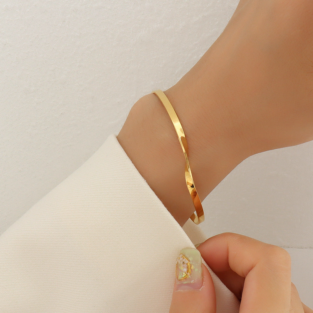 Twisted Line Open Cuff Bracelet