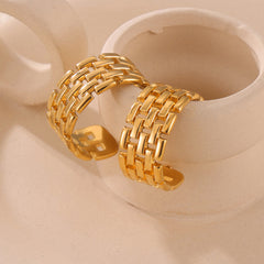 Gold-Tone Woven Chain Hoop Earrings